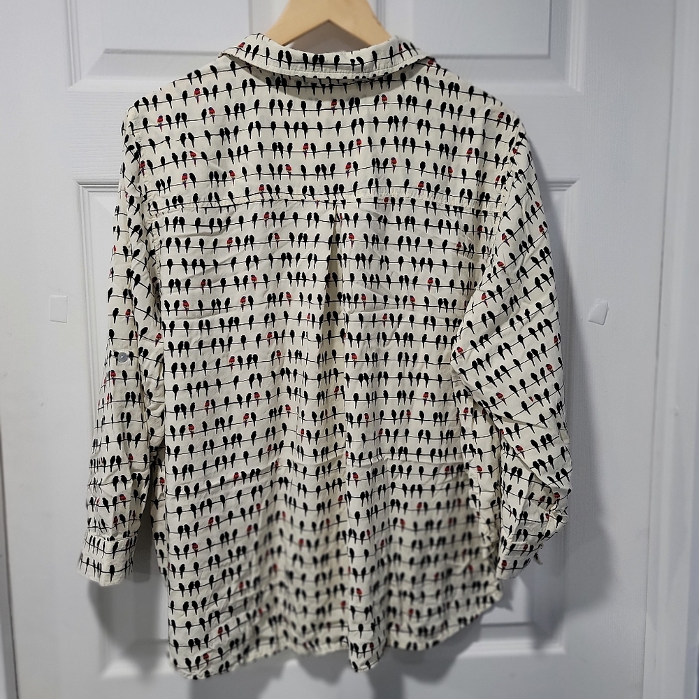 Jane and Delancey Tunic Top Shirt Blouse Size 2X Bird on a Wire Roll Tab Sleeve - Picture 6 of 16